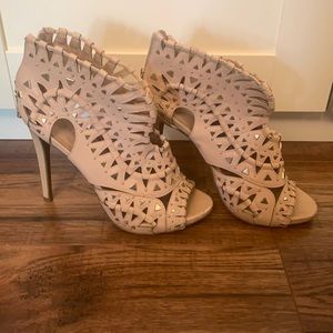 Bebe nude cut out metal details heels